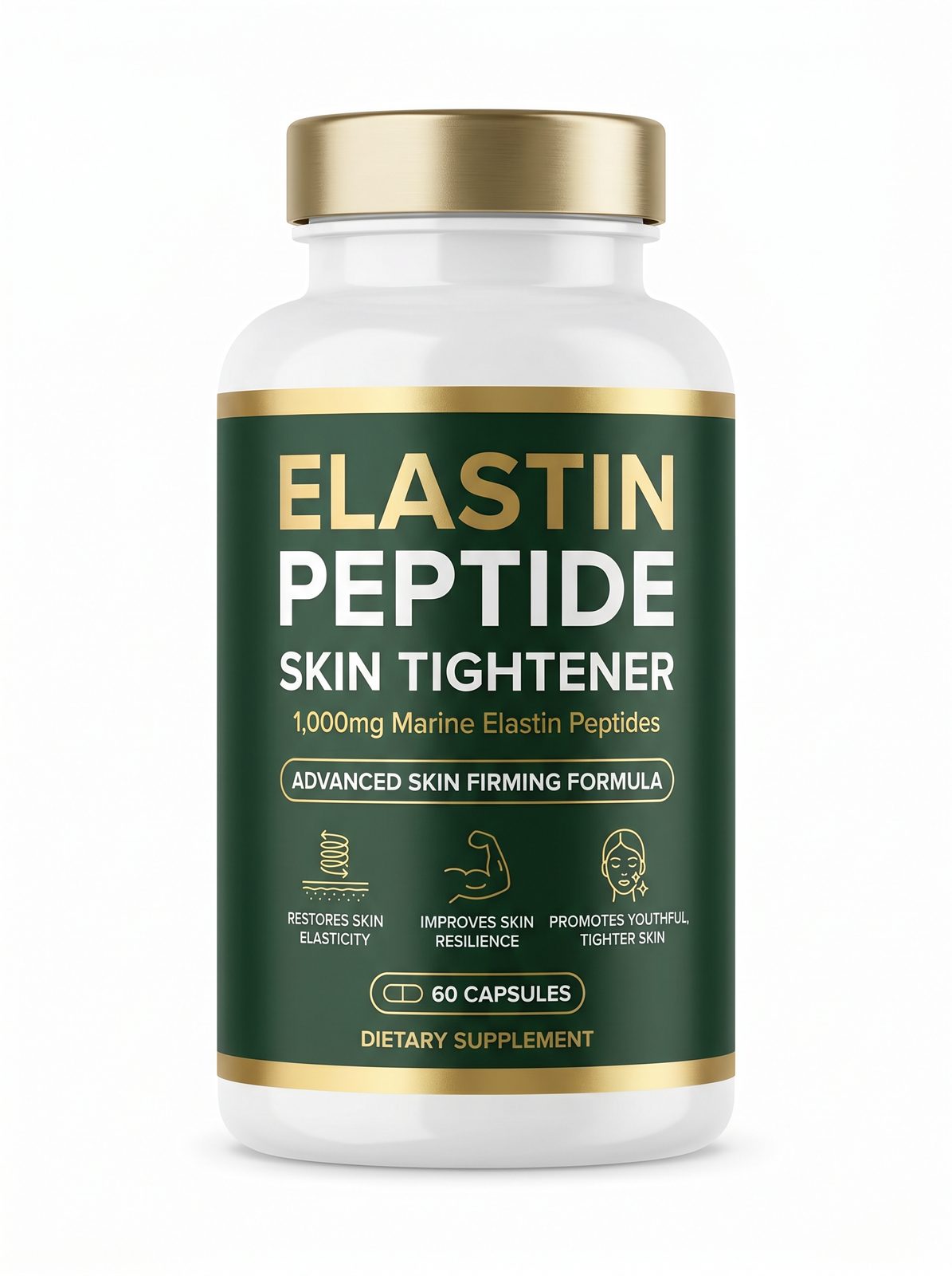 Marine elastin peptide supplement bottle